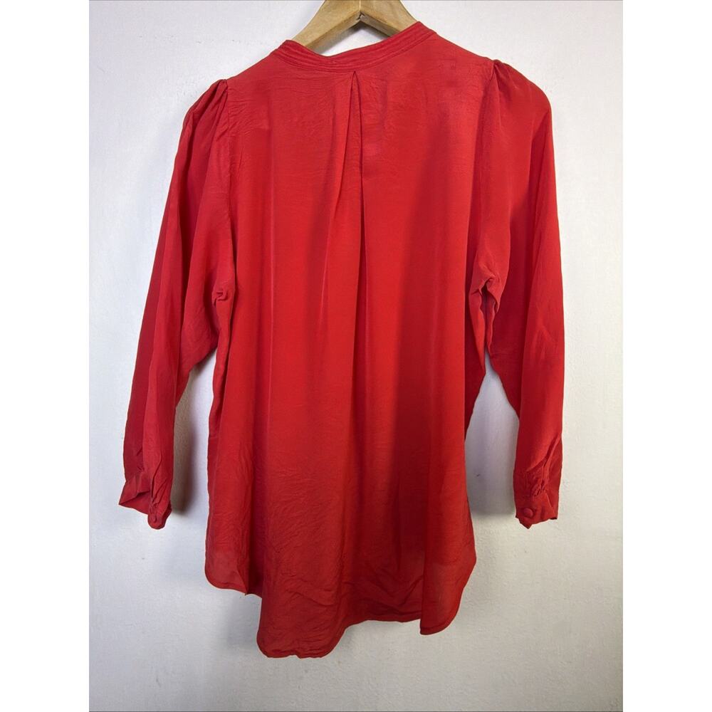 Madewell 100% silk Womens Large Pleated Front Blouse Shirt Top luxury career - Picture 6 of 9